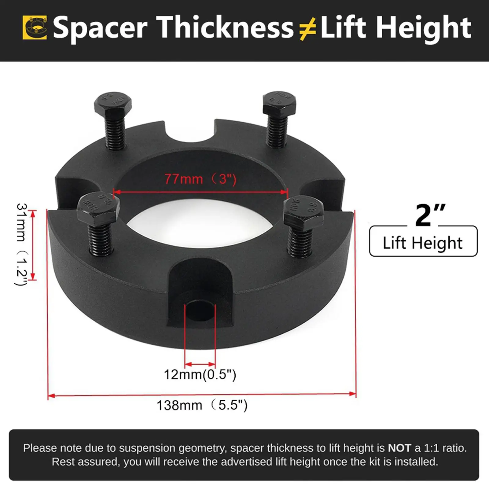 Black Leveling Lift Set Aluminum Alloy Professional with Screw Replacement
