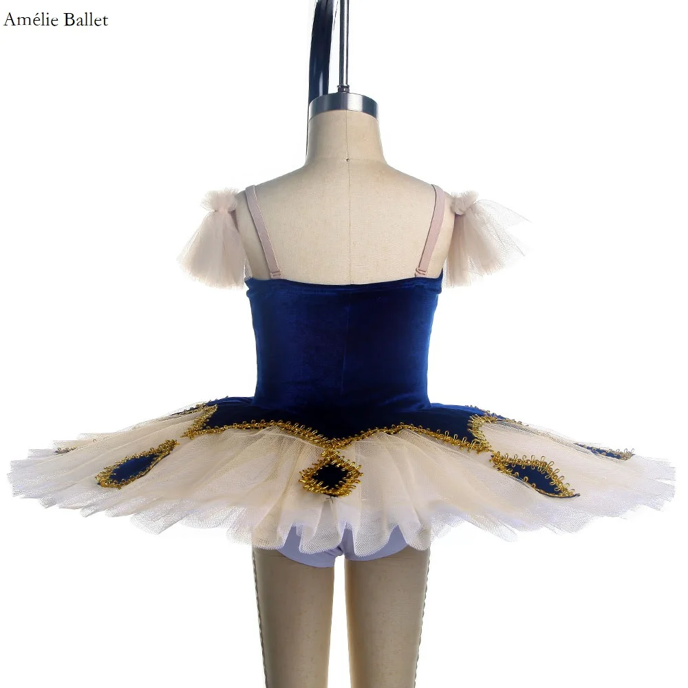 BLL413 الأزرق الداكن قبل المهنية الباليه توتو مع تنورة العاج الفتيات والنساء راقصة الباليه مرحلة أزياء مسرحية فساتين الباليه #2
