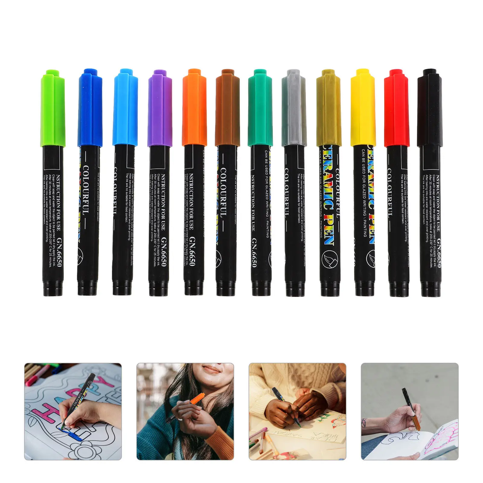 

1Set Ceramic Painting Markers Soft Tip 12 Vibrant Colors for Glass Porcelain DIY Drawing Painting Pens Fine Tip Smooth Writing
