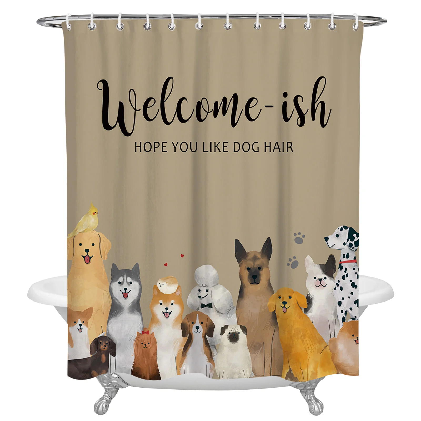 Group Of Cute Dogs Shower Curtains Waterproof Bath Curtains Home Decor Modern Luxury Bathroom Curtain