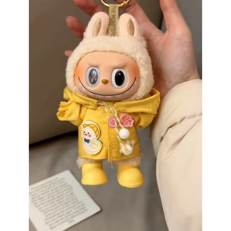 

Подходит для желтого плаща Labubu 17 см, кожаная куртка, кожаная одежда, одежда для кукол, спортивные стили на открытом воздухе, замена кукол