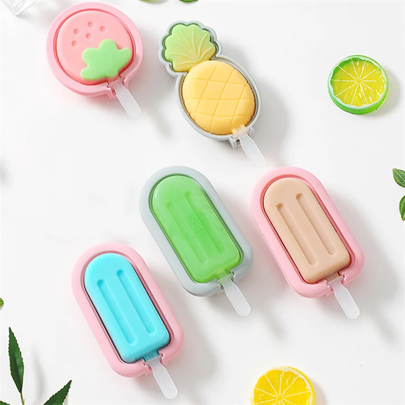 Silicone Ice Cream Mould with Cover Homemade Popsicle Tray DIY Ice Maker Dessert Cake Mold Summer Party Supplies Kitchen Tools