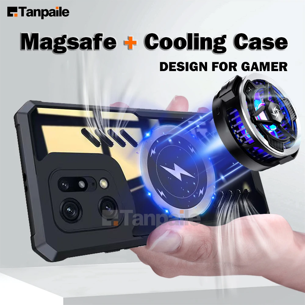 

Tanpaile Magsafe Cooling Case For OPPO Find X5 Pro X6 X3 Shockproof Wireless Charge Bumper Heat Dissipation Phone Back Cover