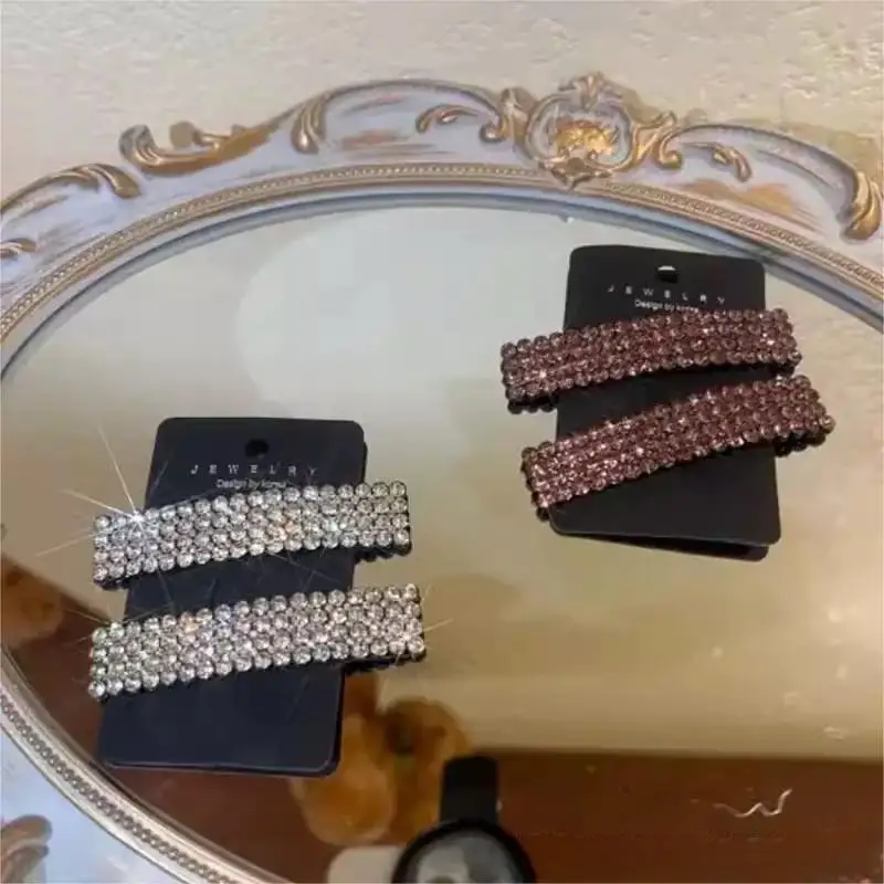 Voller Diamant Super Glänzende Haarnadel Stilvolle Temperament Bb Clip Gebrochenes Haar Quadratische Seite Haarnadel Haar Zubehör Für Frauen – Detail 5