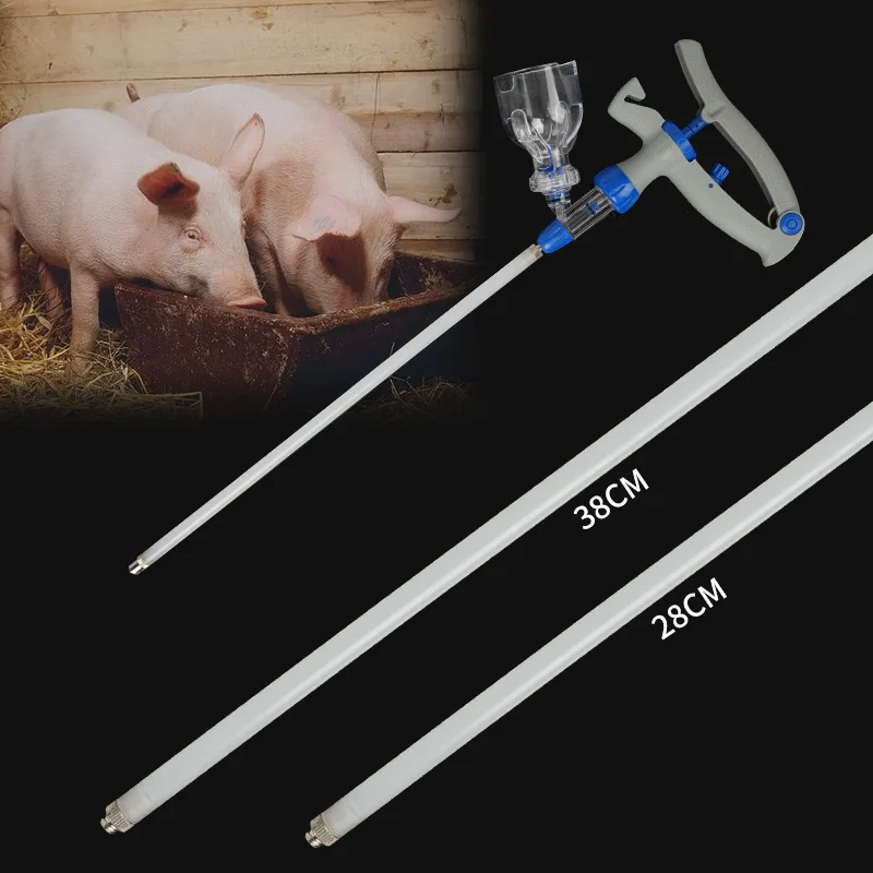 Varilla de extensión de jeringa veterinaria de 28cm/38cm, jeringa continua, tubo de inyección extendido para uso Animal, varilla de inyección de brazo largo