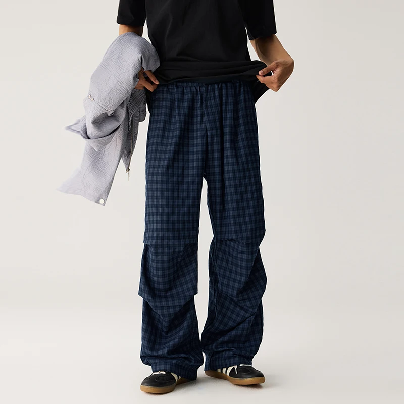 

Unisex Casual Plaid Baggy Pants Men Women Streetwear Fashion Vintage Loose Straight Cargo Pants Cityboy Trousers