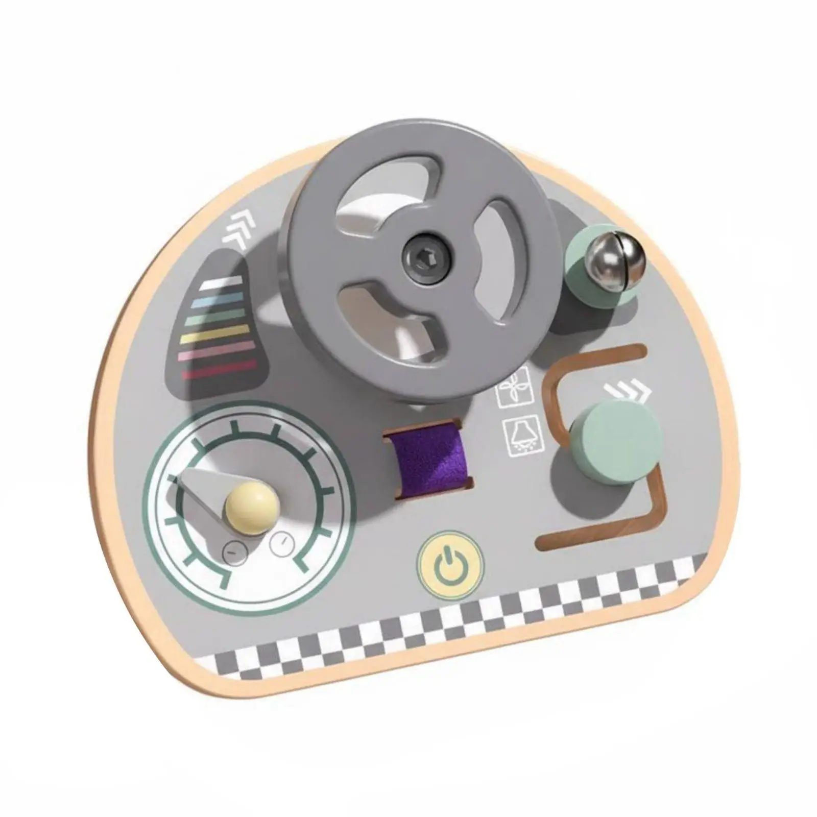 Wooden Steering Wheel Toy Child-Centered Influenced Car Dashboard Busy Board Fine Motor Skills Development Pushchair Steering