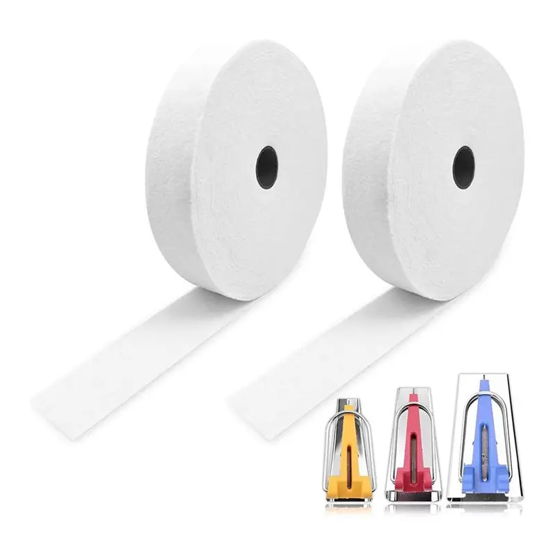 【Big Deal】1 Roll Batting Strips,2 1/4 Inch Total 76 Yards Cotton Blend Fleece Batting With 3 Fabric Tube Makers For Jellyroll Ru