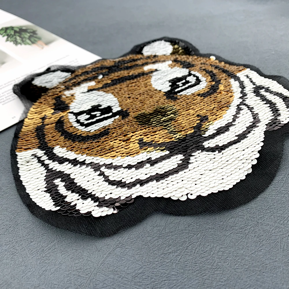 2022 NEW Flip Sequin Fashion Tiger Panda Clothing Embroidered Patch DIY Trend Sewing Hoodies T-shirt Patches on clothes