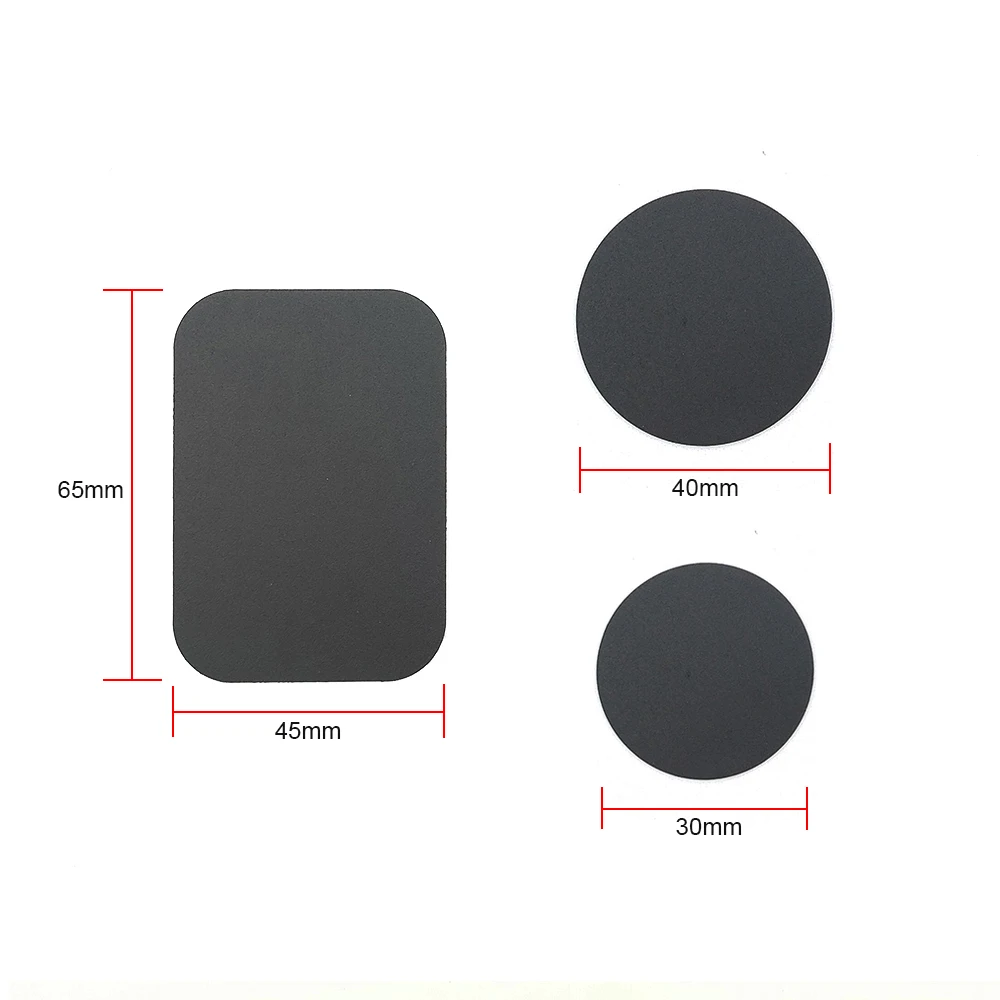 1/3/5pc Thin Metal Plate For Magnetic Car Phone Holder Iron Sheet Sticker Disk For Magnet Phone Stand Mount Round Retangle Black - náhled 5