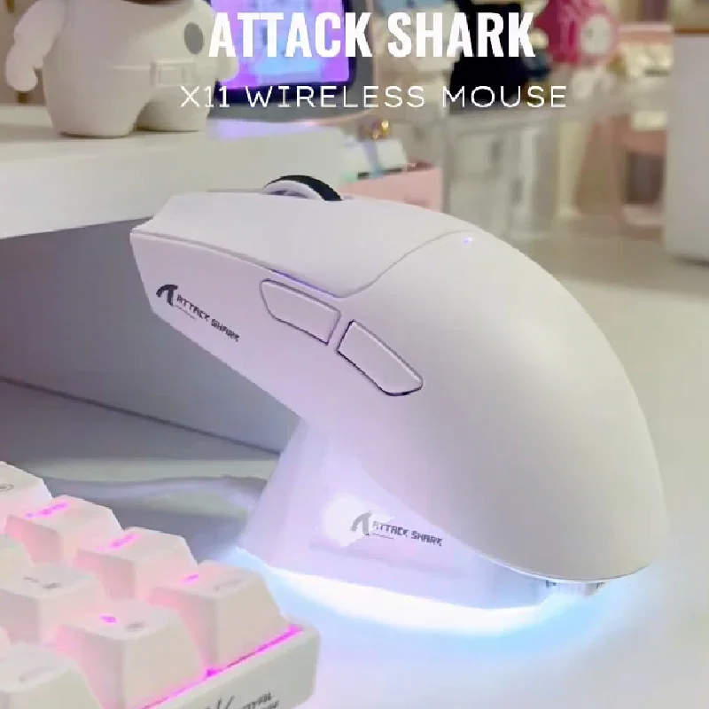 

Attack Shark X11 Wireless Mouse Paw3311 22000DPI Buletooth Game E-Sports Mouse Three Mode RGB Charging Dock Lightweight Mouse