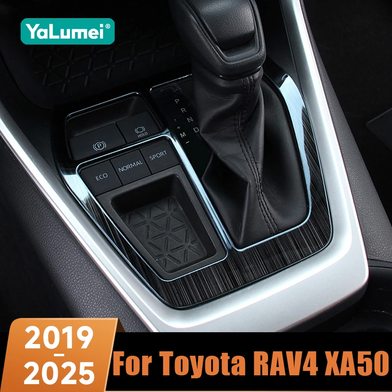 For Toyota RAV4 XA50 2019 2020 2021 2022 2023 2024 2025 Hybrid Stainless Car Gear Shift Panel Frame Trim Cover Sticker Accessory