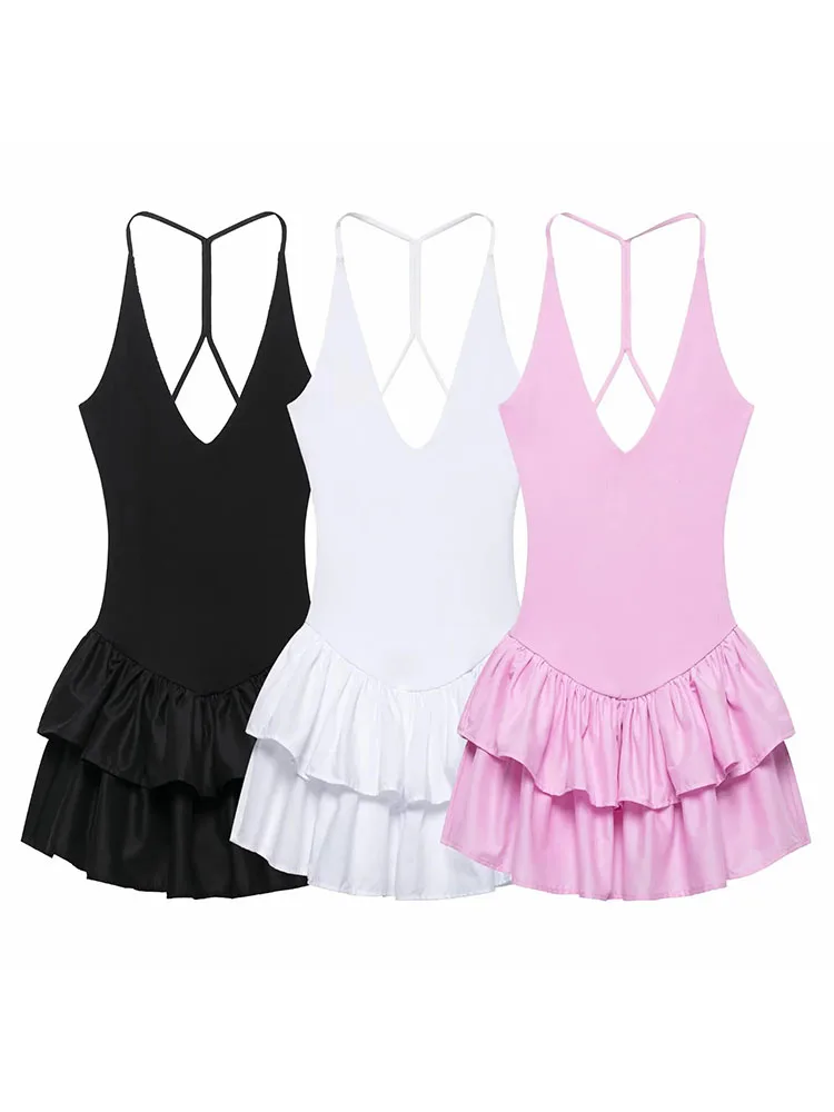 TRAF Dresses 2025 Women's Spring Elegant Splicing Dresses Fashion Casual Party Mini Dresses Vestidos