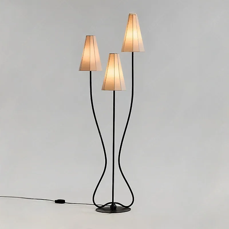 medieval style living room sofa floor lamp, villa bedroom decorative lamp, retro designer ambient fabric lamp