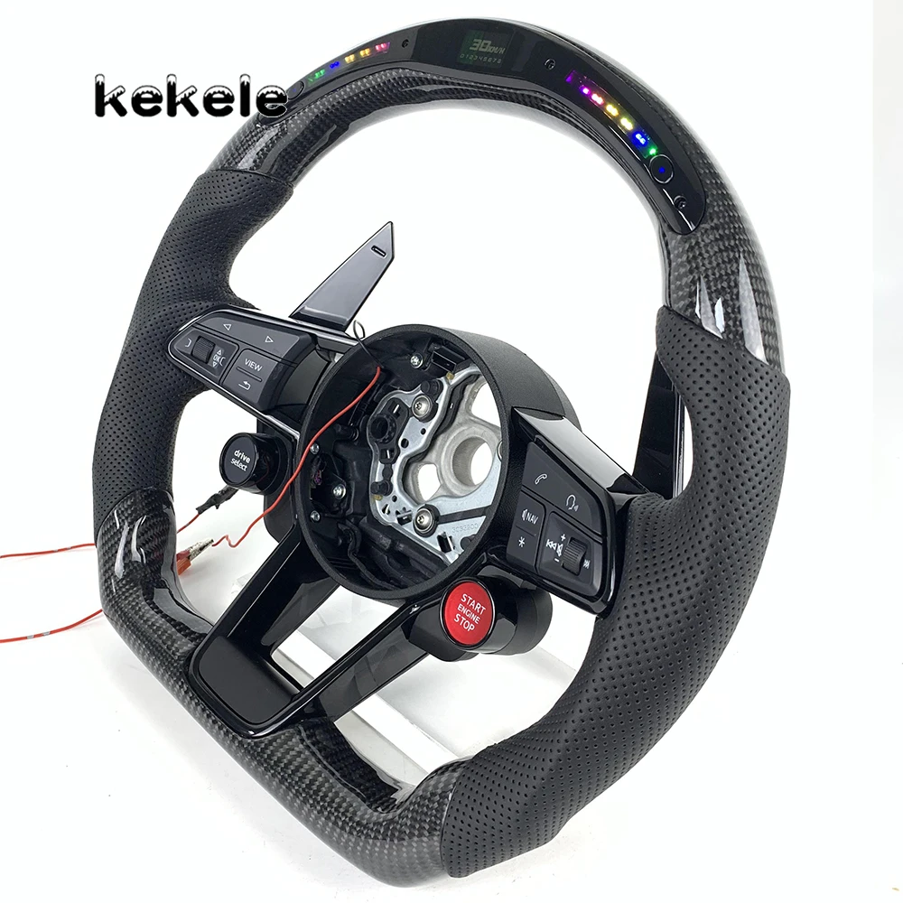 Sports Competition Black Style for Audi R8 2017 2020 20221 2022  2023 2024Carbon Fiber LED Steering Wheel Supports Customization