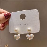 Sweet Heart Pearl Geometric Earrings Women Elegant Trendy Jewelry For Wedding Birthday Daily Wearing Romantic Gifts
