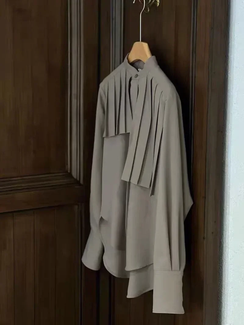 

Japanese Vintage Design Chic Blouse Women O Neck Long Sleeve Loose Spring Autumn Shirts Simple Elegant Office Lady Blusas Mujer