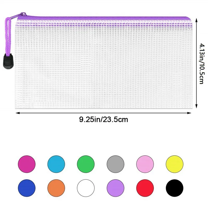 108Pcs Mesh Document Bag,Clear Pencil Case Wallets Folders Waterproof Travel Storage Pouch 12 Colours
