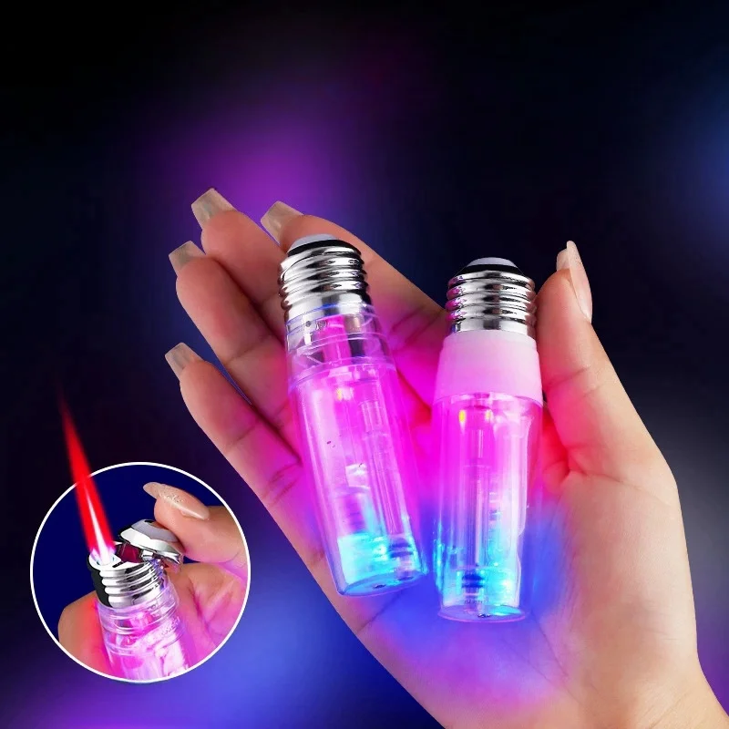 New Windproof Transparent Small Bulb Inflatable Lighter Mini Portable Color Light Personalized Lighter Inflatable Smoking Gift