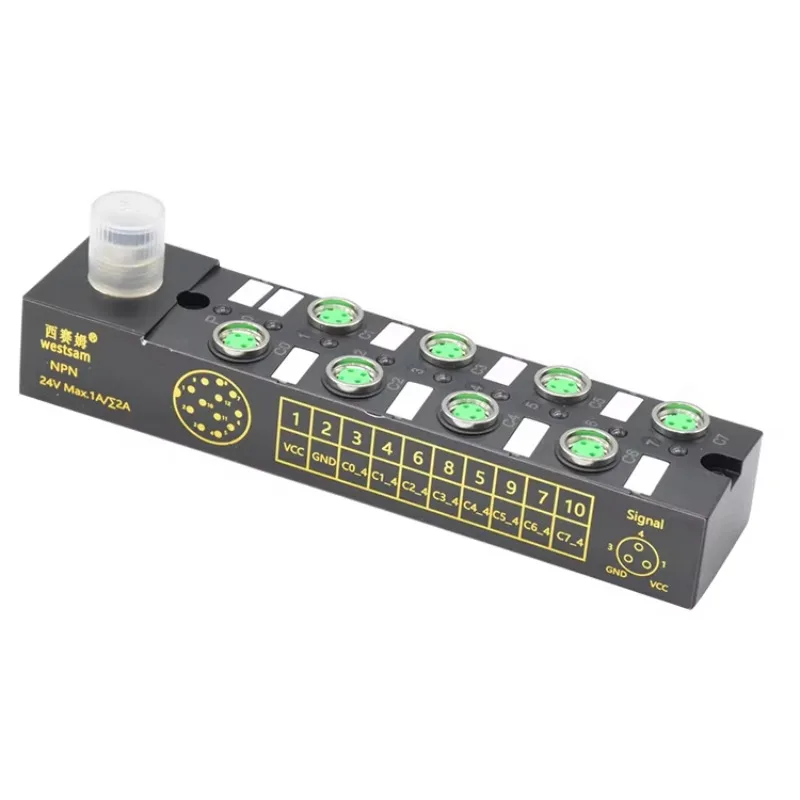 Manufacturer's IP67 Waterproof M12 M8 Industrial Connectors 3 Pin 8 Way Distribution Panel Mount Junction Box Male/Female Din