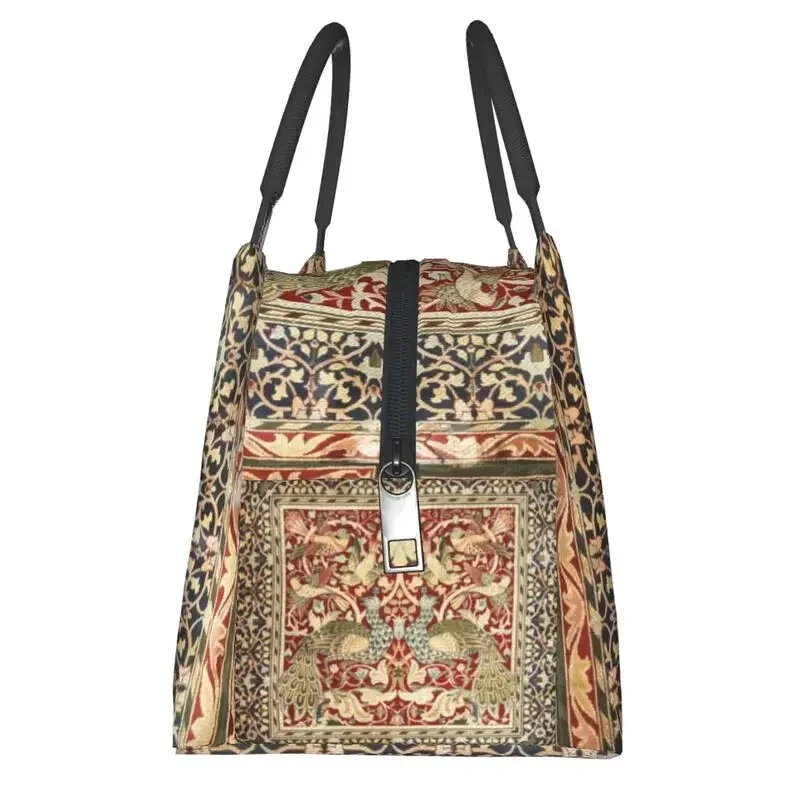 William Morris Vintage Insulated Lunch Bags for Women Floral Textile Pattern Portable Thermal Cooler Bento Box Shoulder Bag