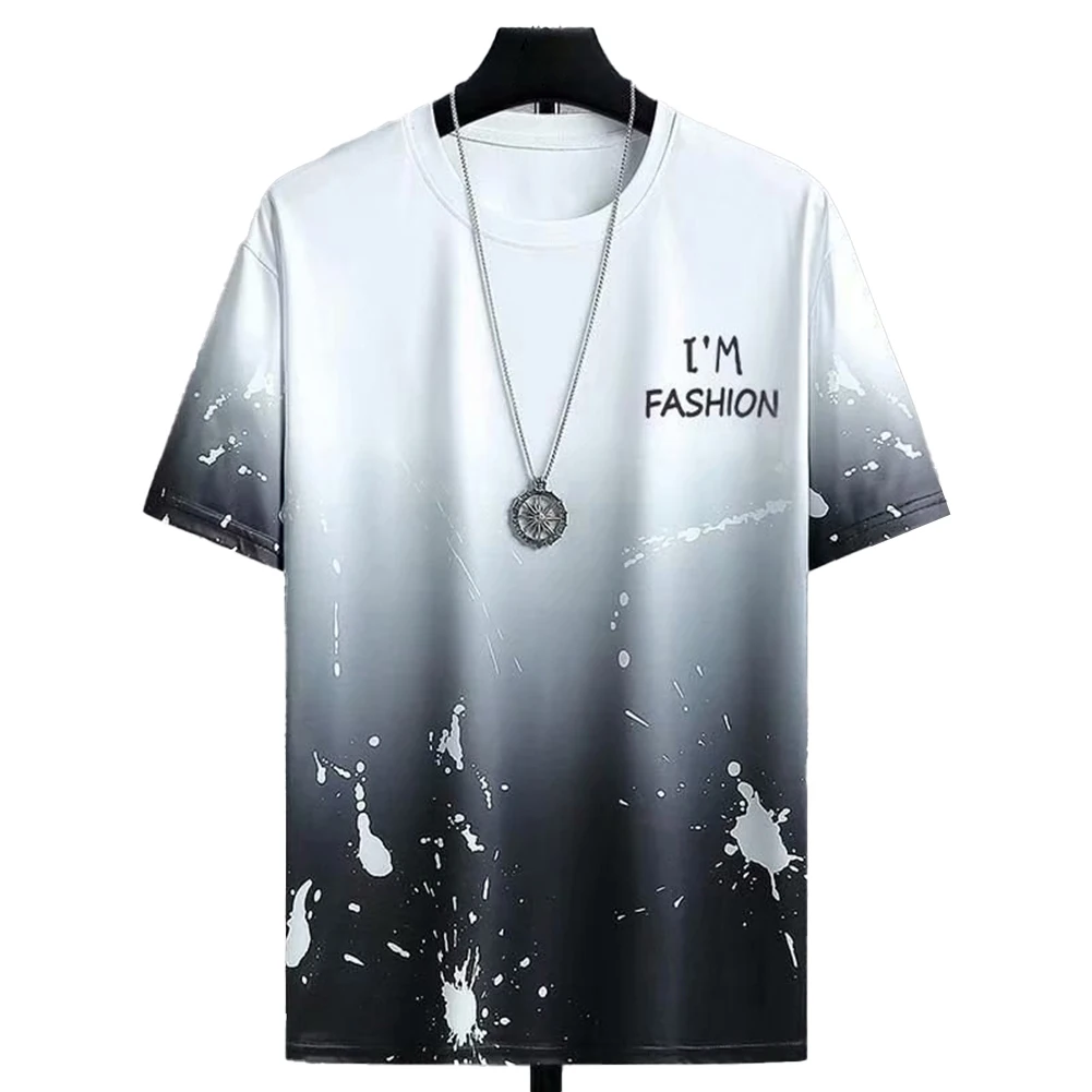 

For Summer Activities Loose Casual Ice Silk Tops Street Style Men Short Sleeve T-shirt Summer Summer Wear Breathable Fabric