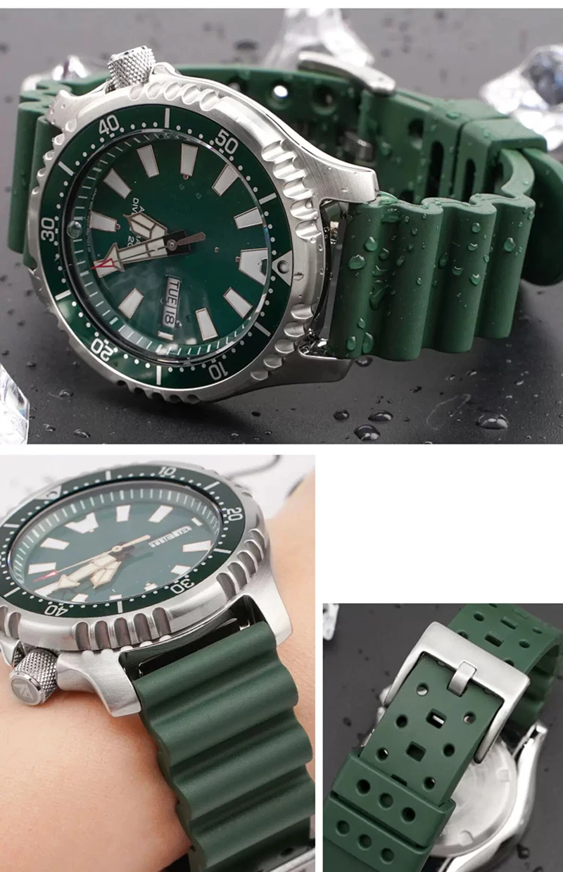 Fluoro Rubber Strap 18/20/22/24mm Breathable Sport Waterproof Quick Release Men FKM Replace Watch Band for Seiko for Citizen