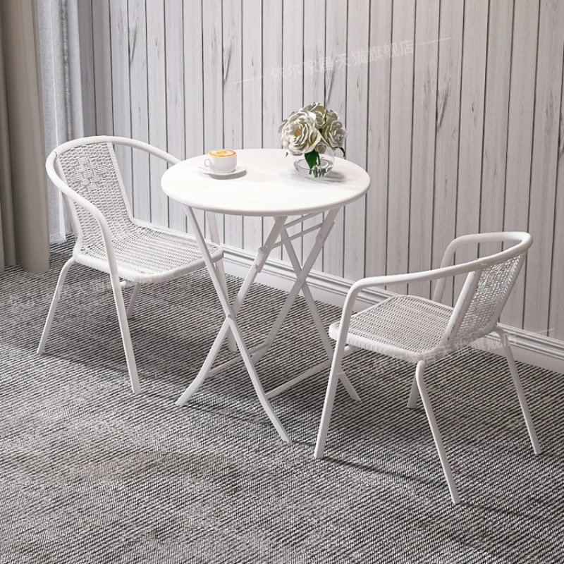 Tables à manger et chaises carrées pliantes nordiques, balcon, cour extérieure moderne simple, ensembles de meubles de jardin Tuinmeubelen, WK50HY