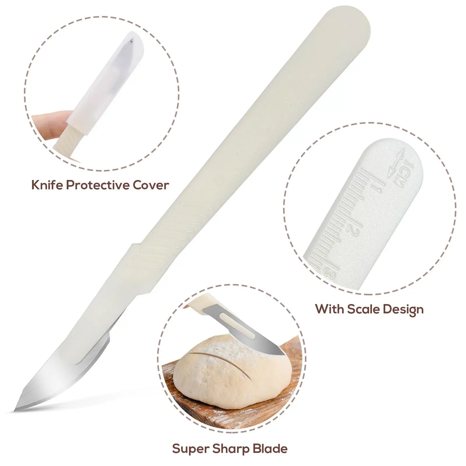 3pcs Bread Sourdough Measuring Scale Carbon Steel Blade Baking Tool White Scraper Clean Kitchen Gadgets