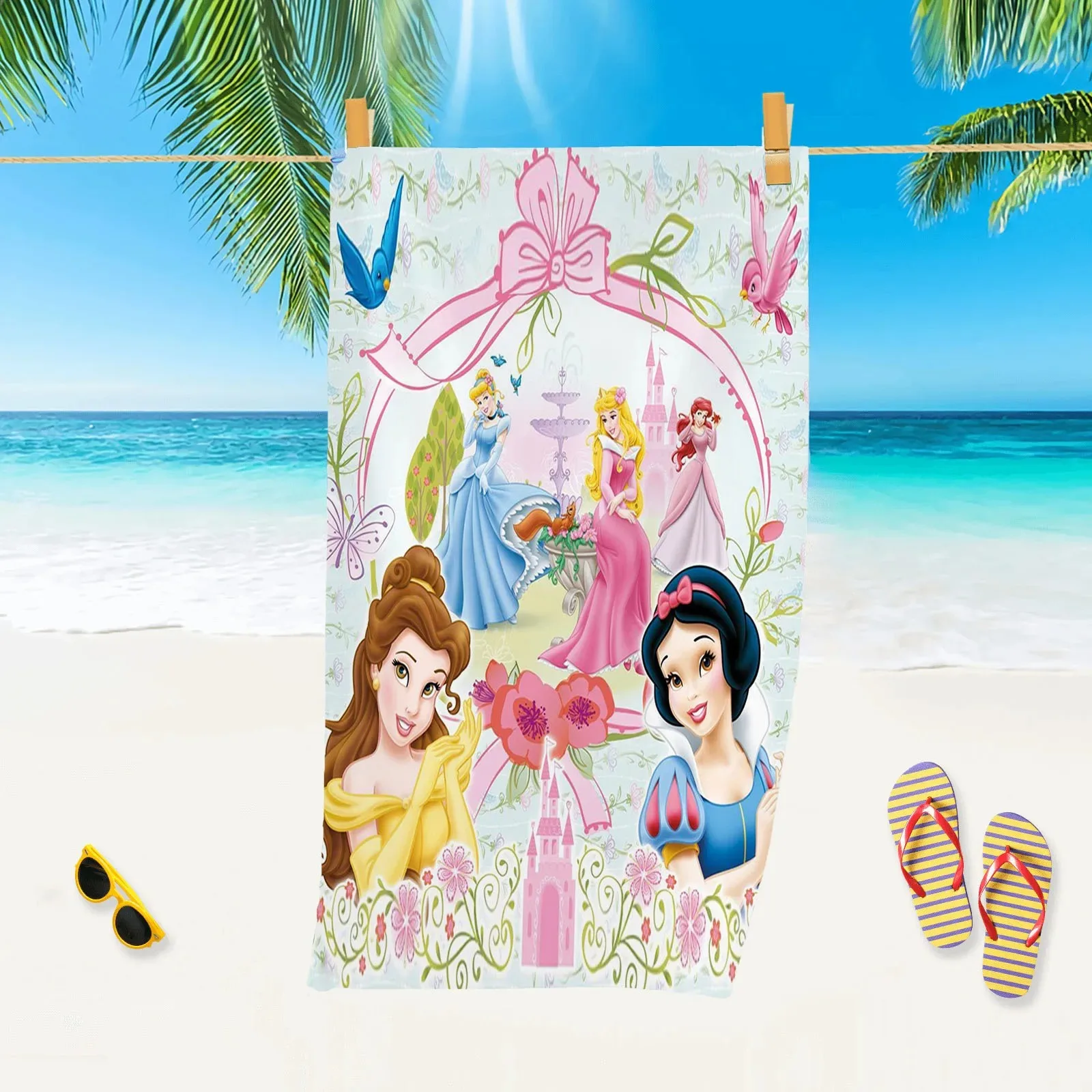 

Disney series princess beach towels are soft and skin-friendly, cute room decoration at home, and travel gifts for children