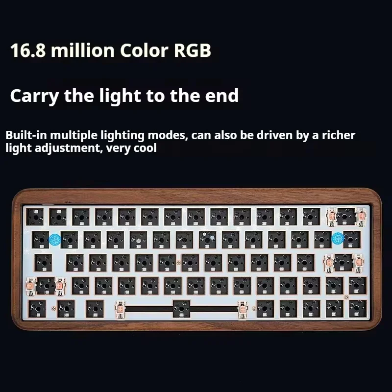 Imagem -06 - Kit Teclado Mecânico com Walnut Shell Atualização de Segunda Geração Personalizado Três Modelos Hot Swappable Rgb Cor Luz 64 Key Novo