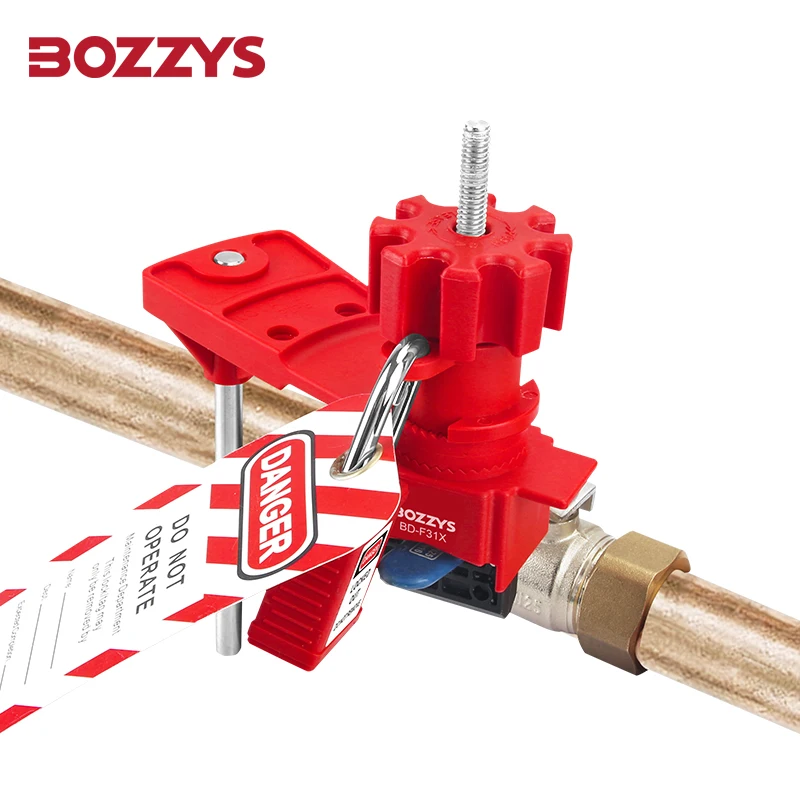 BOZZYS Universal Valve Lockout Device wiht Single or Double Arm and Plastic-coated Steel Cable for Industrial Lockout-tagout