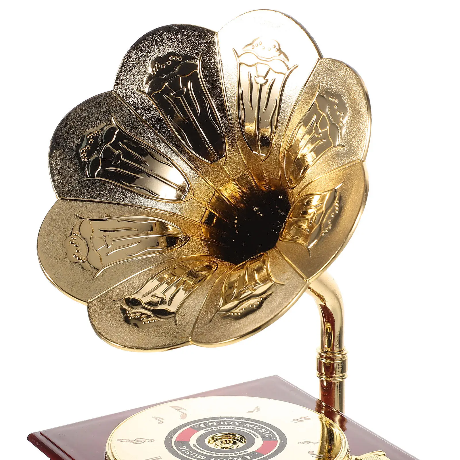 Creative Carved Gramophone Music Box Vintage Mini Tabletop Decor with Exquisite Craftsmanship Retro Melody Player for Home