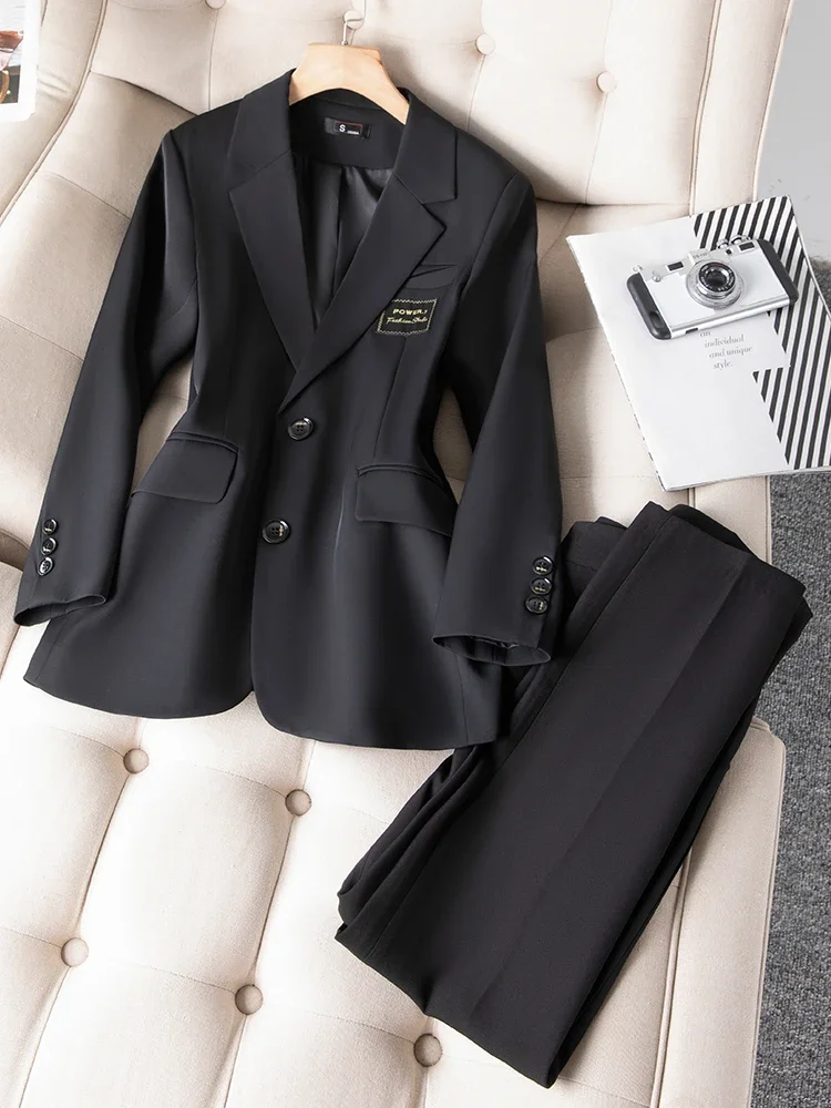 Women Pant Suit Office Ladies Coffee Green Black Single Breasted Straight Blazer And Trouser Female Business Work 2 Piece Set