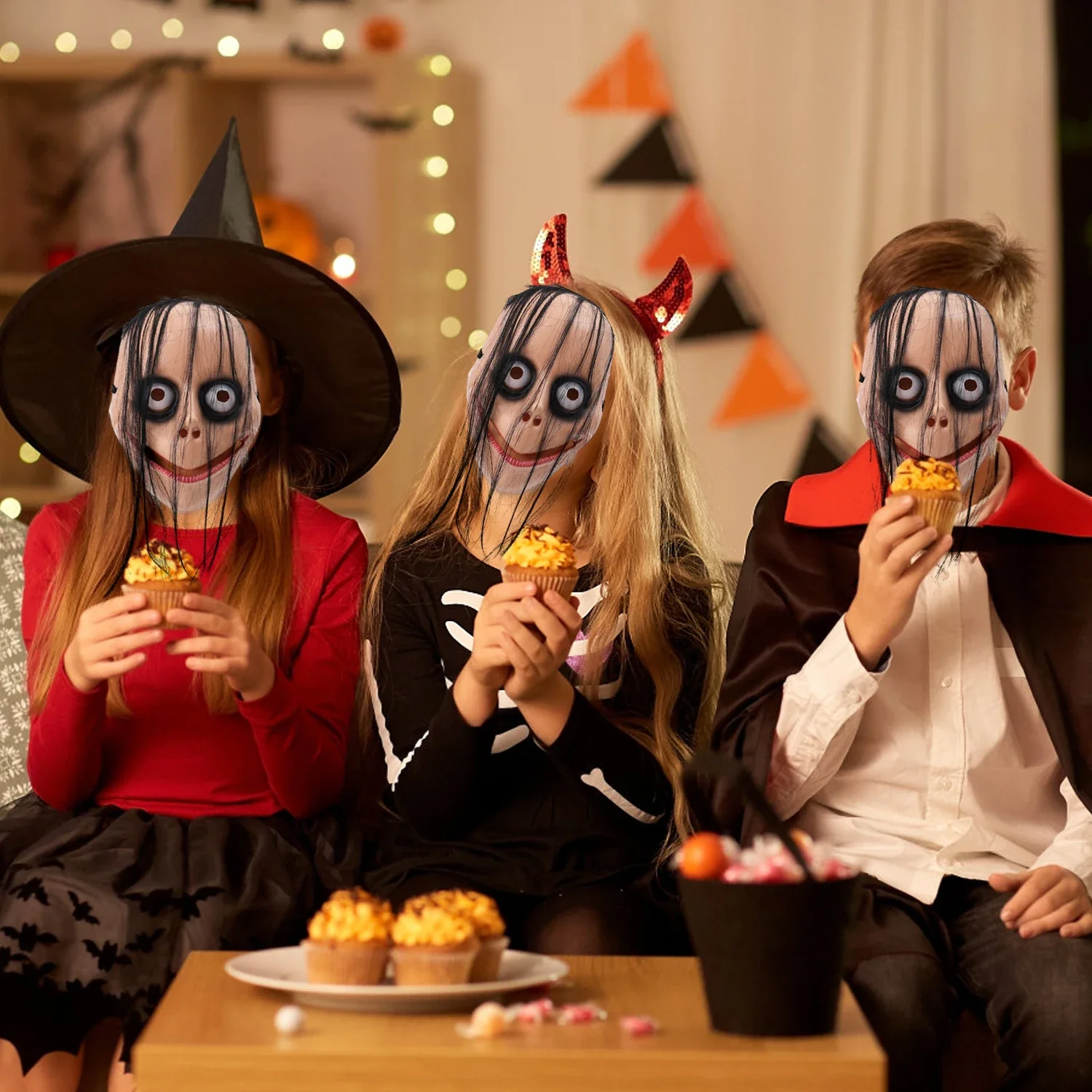 Creepy Halloween Evil Clown Maschera Full Face Cosplay Scherzo Prop Spaventoso Costume da festa Decorazione horror in plastica leggera e durevole