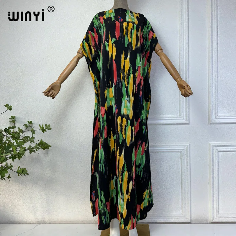 

WINYI high quality print Africa dress Dubai Muslim Dashiki Caftan holiday Design fashion evening dress party abayas for women