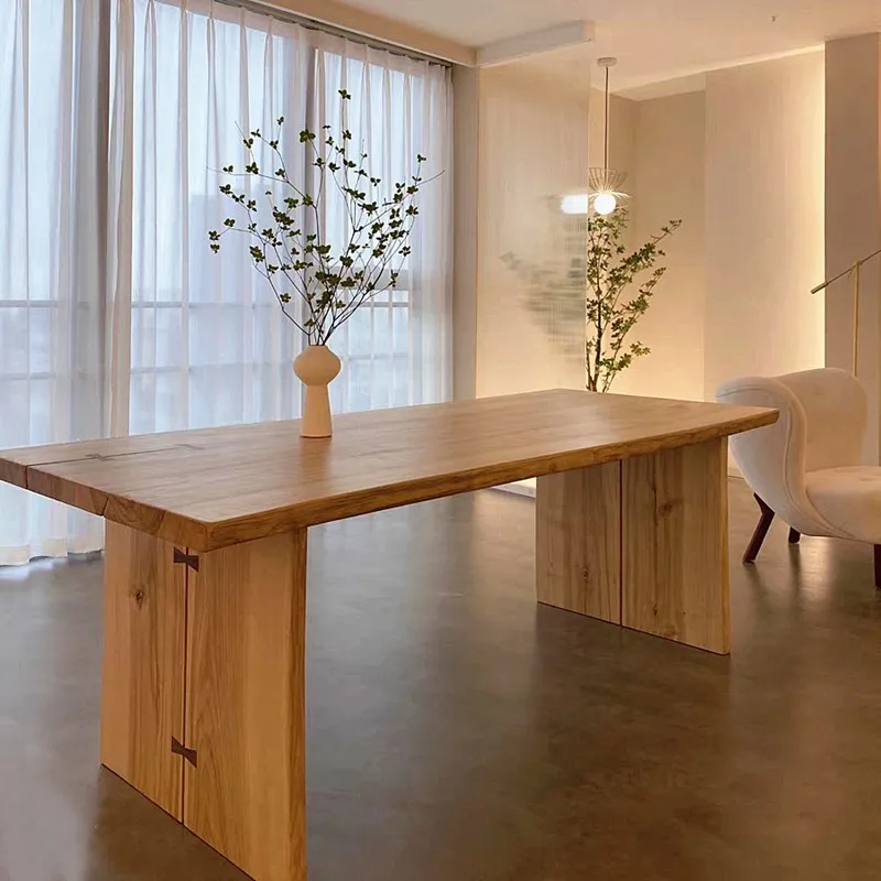 Log large desk study  ash wood dining  to living room desk workbench office tea table long conference
