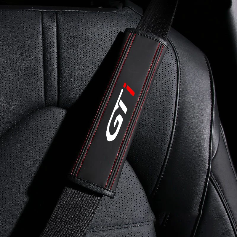 Car Seat Belt Nappa Leather Safety Belt Shoulder Covers For Peugeot GT GTI GTLINE 206 208 307 308 2008 3008 106 108 306 206 208