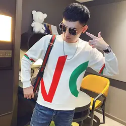 New age season 2022 men long sleeve fleece fashion handsome Fried street hot style jacket long sleeve T-shirt