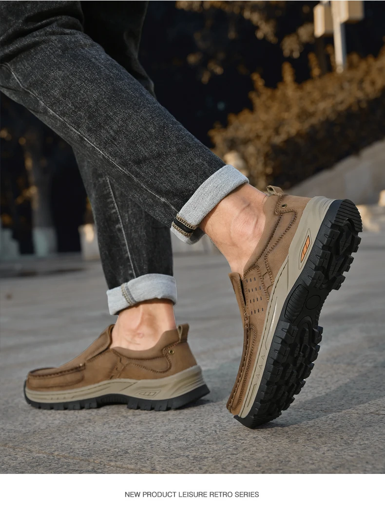 Marke Männer Schuhe Hohe Qualität Aus Echtem Leder männer Casual Schuhe Slip Auf Komfort Business Mann Wohnungen Schuhe Outdoor Männer arbeit Schuhe – Detail 12