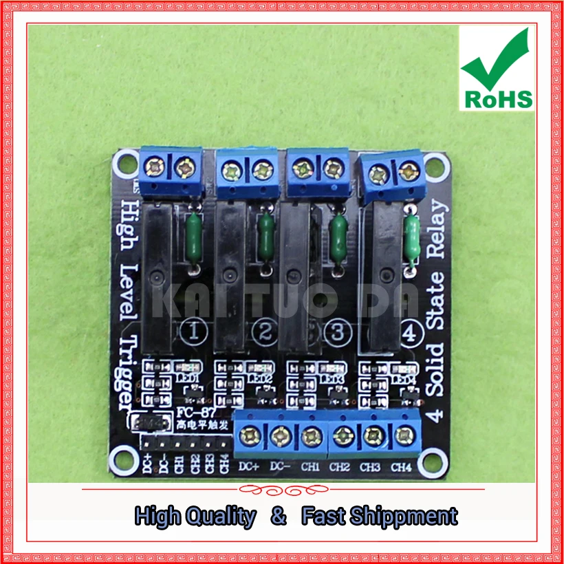 4-way (four channel) Relay Module 5V high-level Trigger With Fuse Solid State Relay Module 250V 2A
