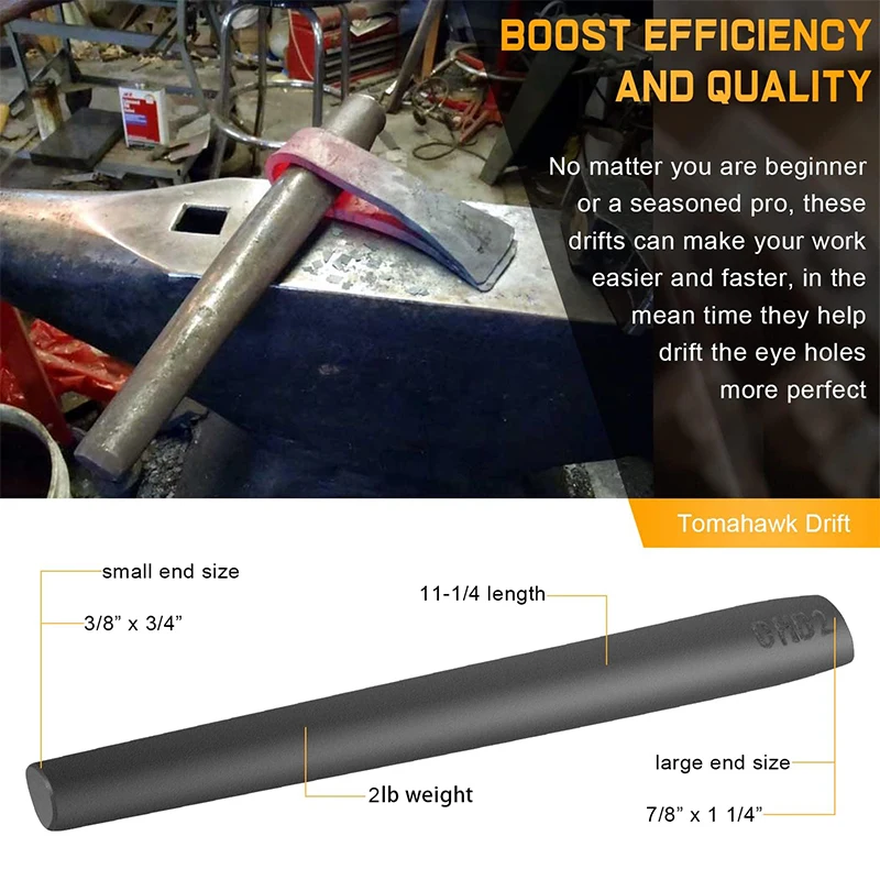 Blacksmith Drifts Kit Large Hammer Tomahawk Mouse Ax Drifts Hammer Eye Drift Tool Kit for Blacksmith Knifemakers (3 Pcs)