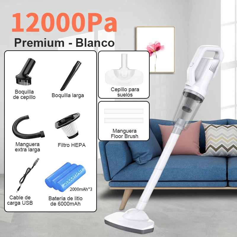 Portable Car Hoover High Power Cordless Handheld Multi-functional Household Cleaning Machine Powerful Pet Hair Remover 12000Pa