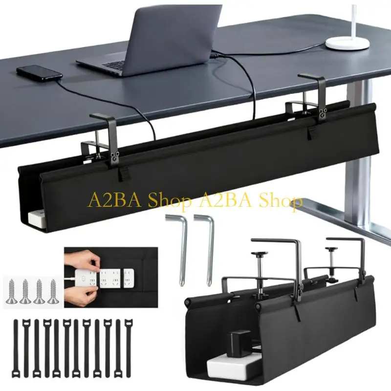 A2BA Functional Under Desk Cord Organizers Cable Management Tray Multiple Size Option To Fit Various Tables And Space