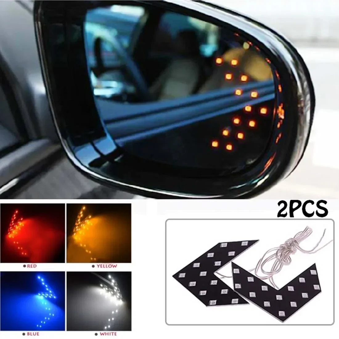 2 Pcs 14SMD LED Arrow Panel For Car Rearview Mirror Indicator Turn Signal Light Car LED Rearview Mirror Mirror Light