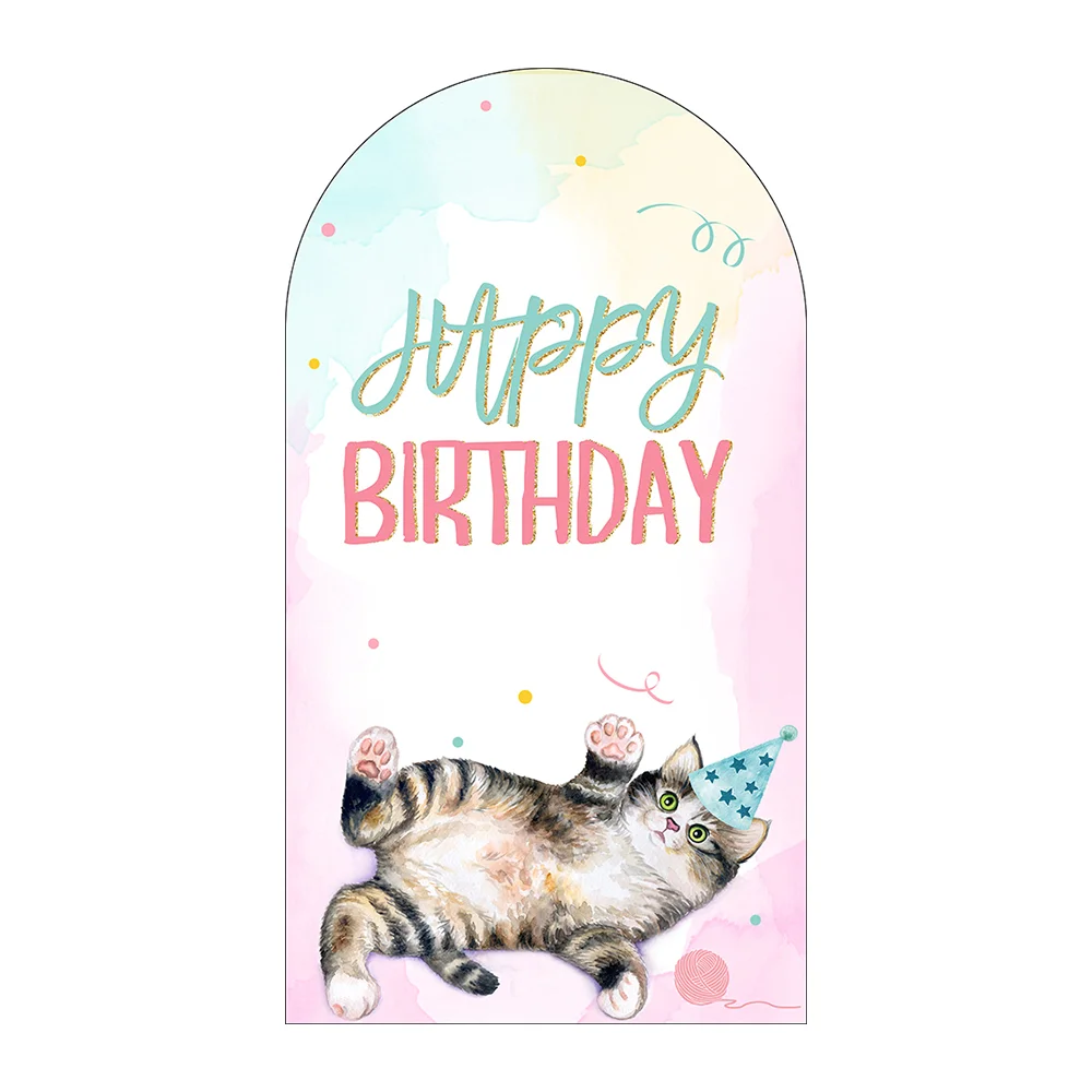 

Mocsicka Cute Pet Cat Theme Arch Backdrop Baby Birthday Party Paw Watercolor Background Celebration Photography Backdrop