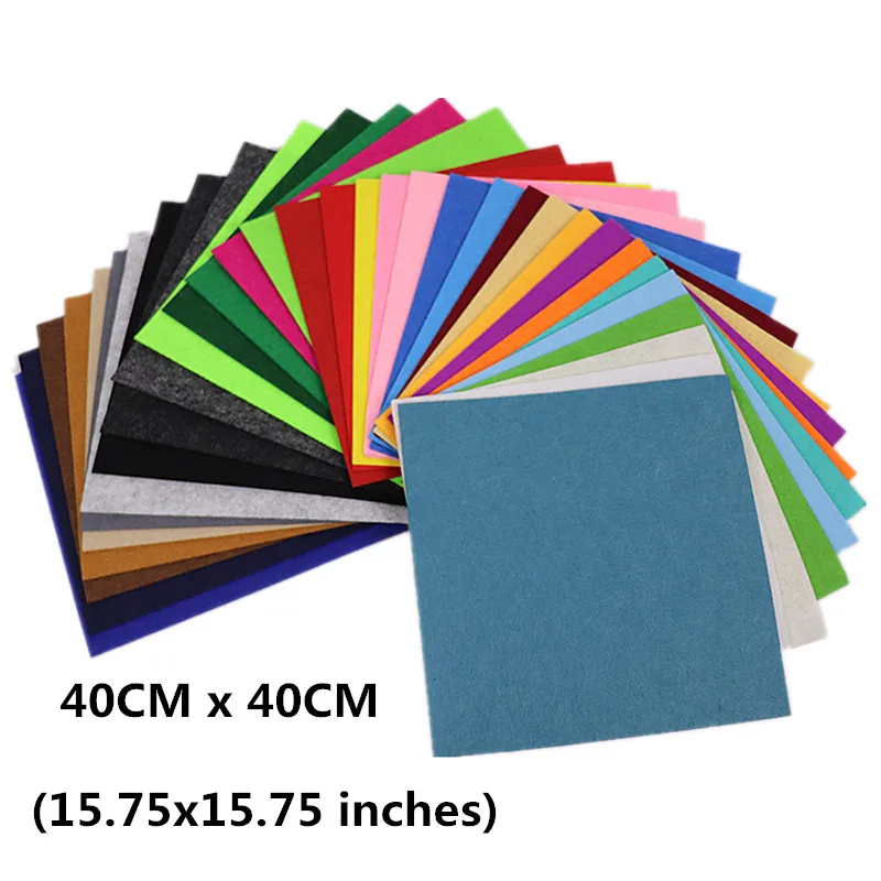 

40*40cm 40Pcs Large Size Soft Non-woven Fabric Square Felt Cloth 1MM Thick Needlework Patchwork Sewing Quilting Cloth Sheet