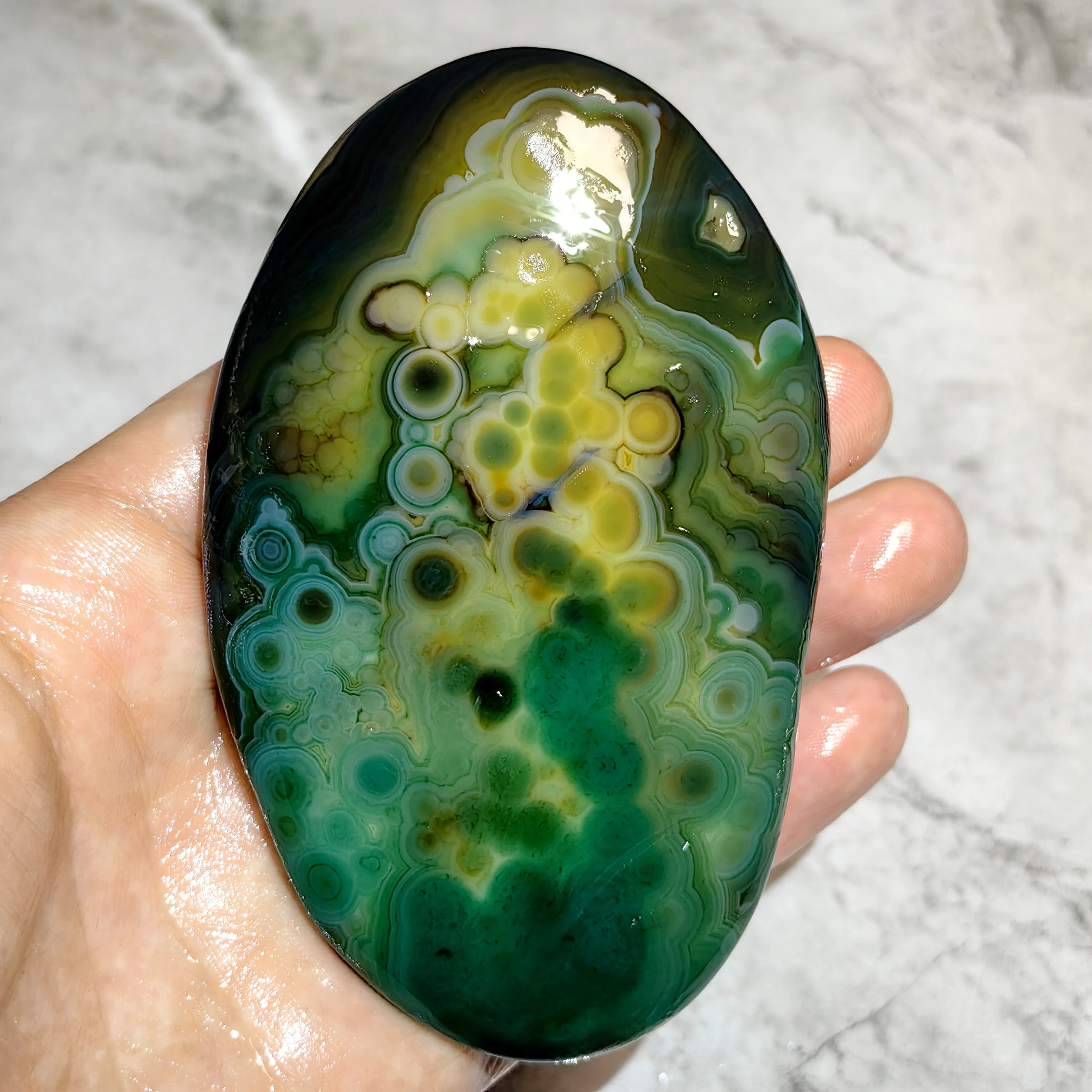 Natural Gobi Agate Fulled Eyes Palm Stone For Collectors Stone appreciation Stress Relief Home & Desk Decor Display