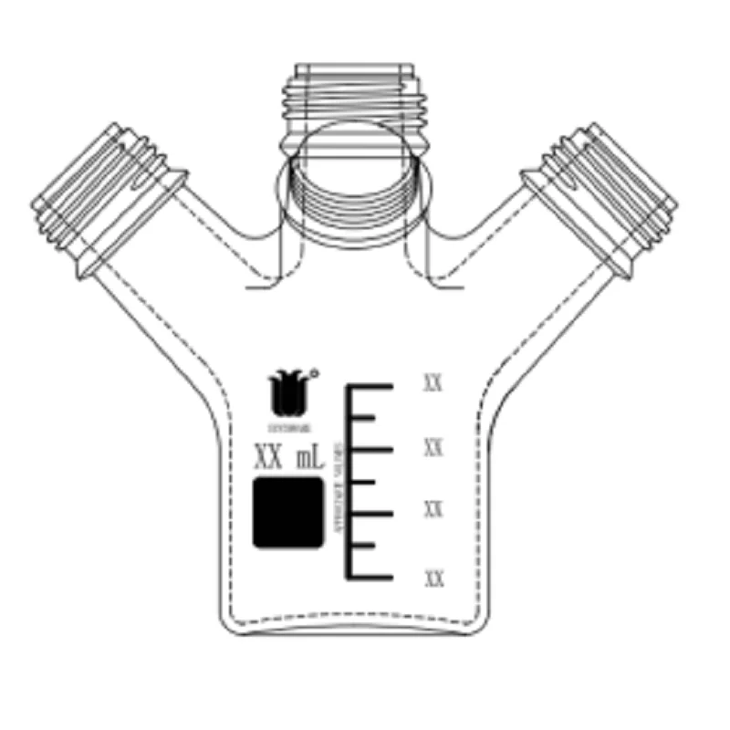 SYNTHWARE Mobile phase four necked bottle, With GL45mm threaded cover, 250mL 500mL 1000mL 2000mL, Borosilicate glass, N64