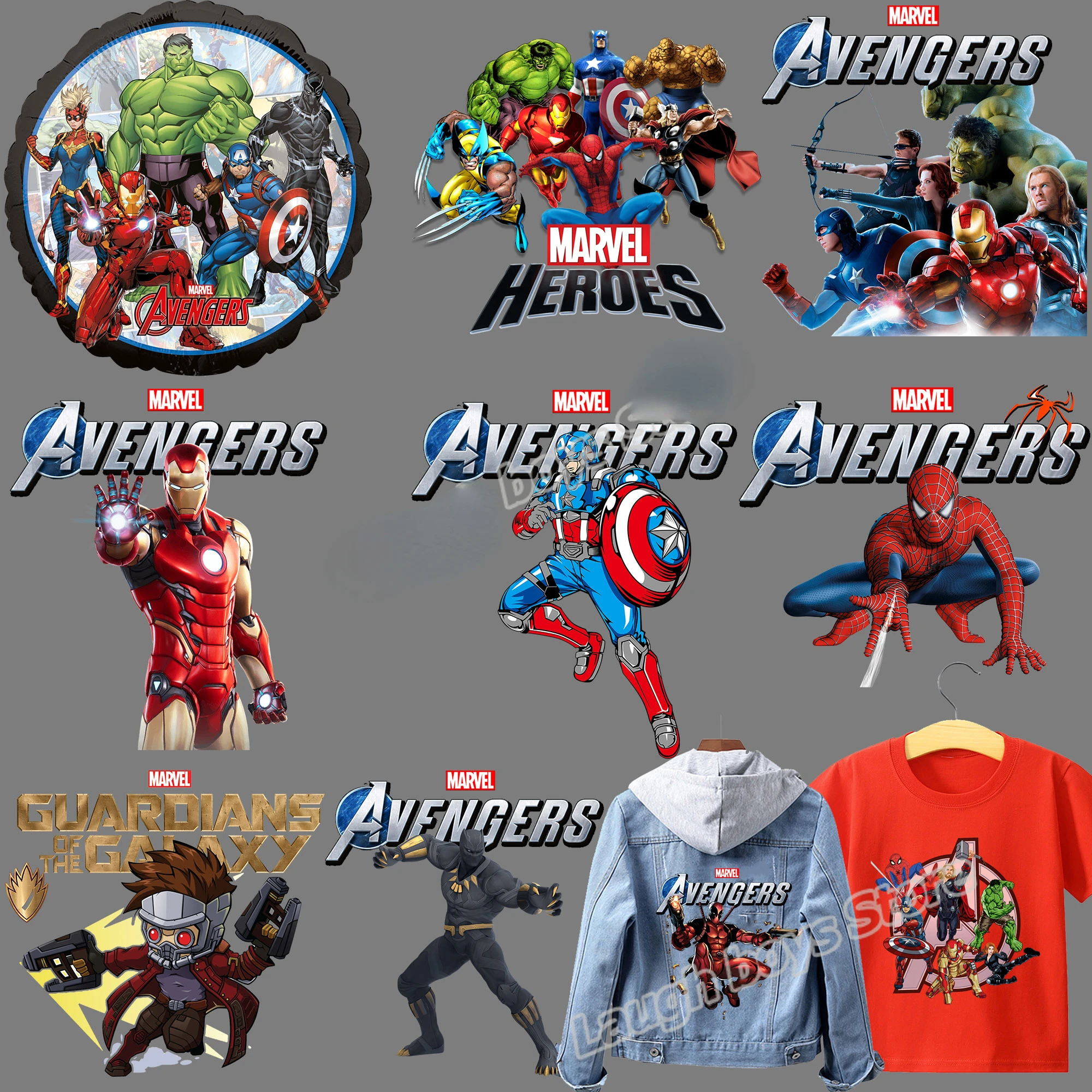 Ironing Hot Transfer Marvels Clothing Sticker Iron Man Spider Man Avengers Clothes Patches Bag Hoodie Shirt Stamping Gift